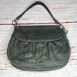 ALEXIS HUDSON Green Distressed Leather Small Bag